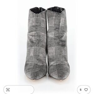 Jeffrey Campbell Black and White Plaid Heeled Boots